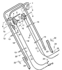 Handle Assembly Diagram and Parts List for 22855X19E 1996 Briggs and Stratton Lawn Mower